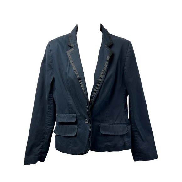AEO American Eagle Blazer M Navy Blue Single Breasted Notched Lapel Professional - Picture 2 of 9